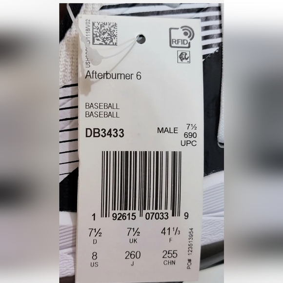 Adidas Afterburner 6 Baseball Cleats Metal Black White Men’s Size Multi DB3433 - Picture 12 of 13